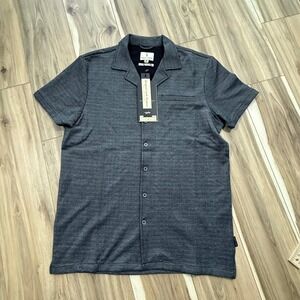 Scott James England Men's Gray Button Front‎ Blazer Style Knit Shirt Size M
